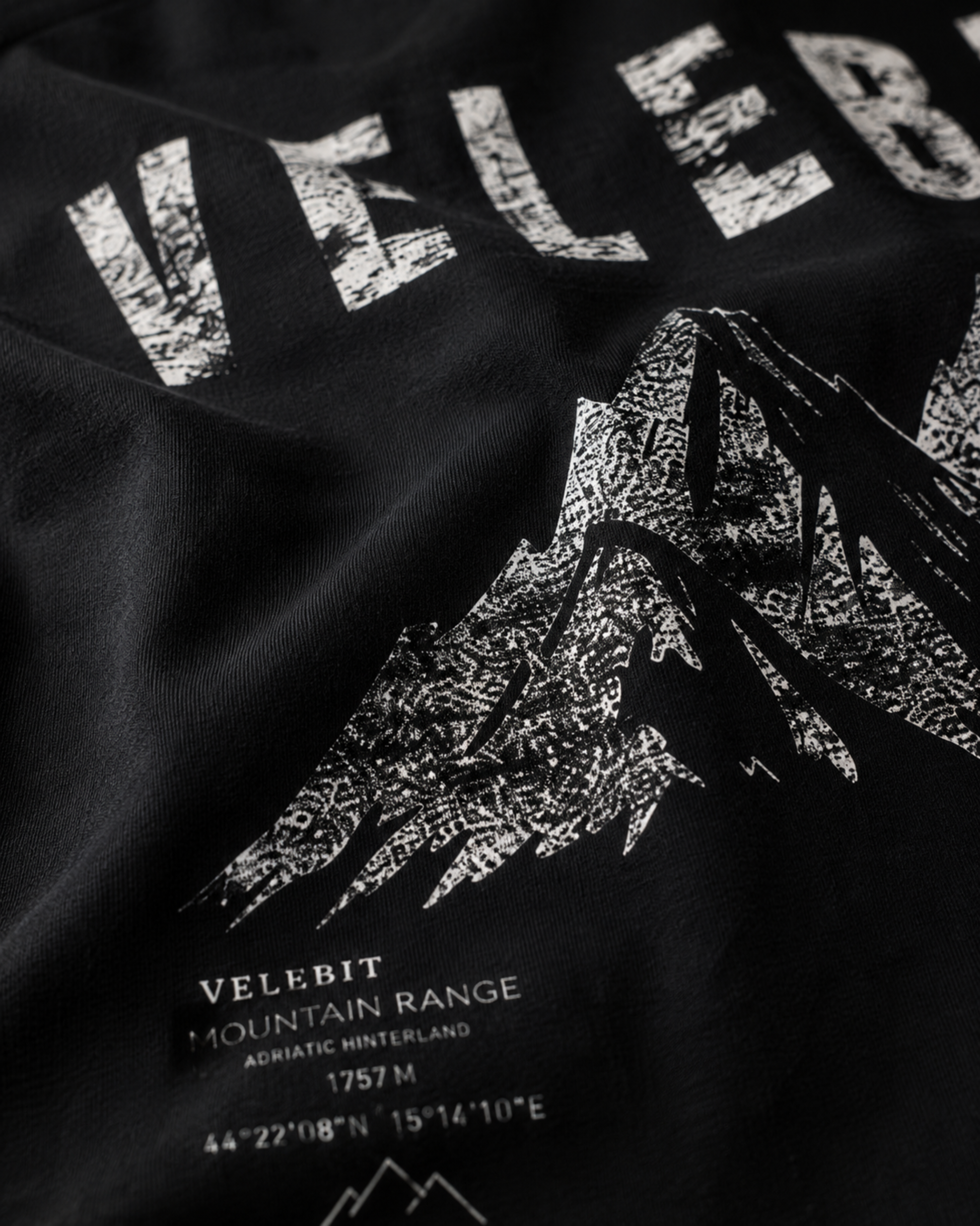 ZeroCore Velebit t-shirt fabric and print detail close-up